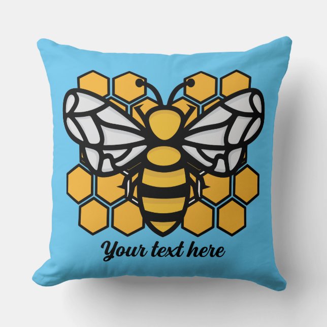Cojín decorativo editable de colmena de abejas (Anverso)