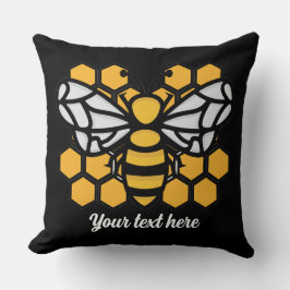Cojín decorativo editable de colmena de abejas