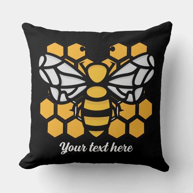 Cojín decorativo editable de colmena de abejas (Anverso)