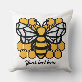 Cojín decorativo editable de colmena de abejas