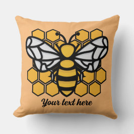 Cojín decorativo editable de colmena de abejas