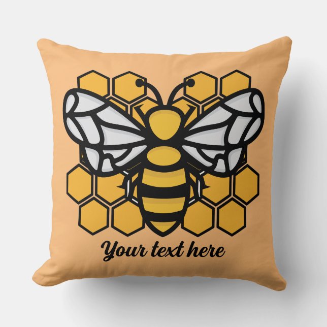 Cojín decorativo editable de colmena de abejas (Anverso)