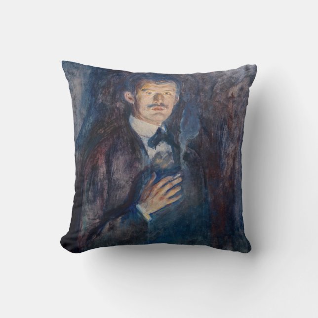 Cojín Decorativo Edvard Munch - autorretrato con cigarrillo (Anverso)