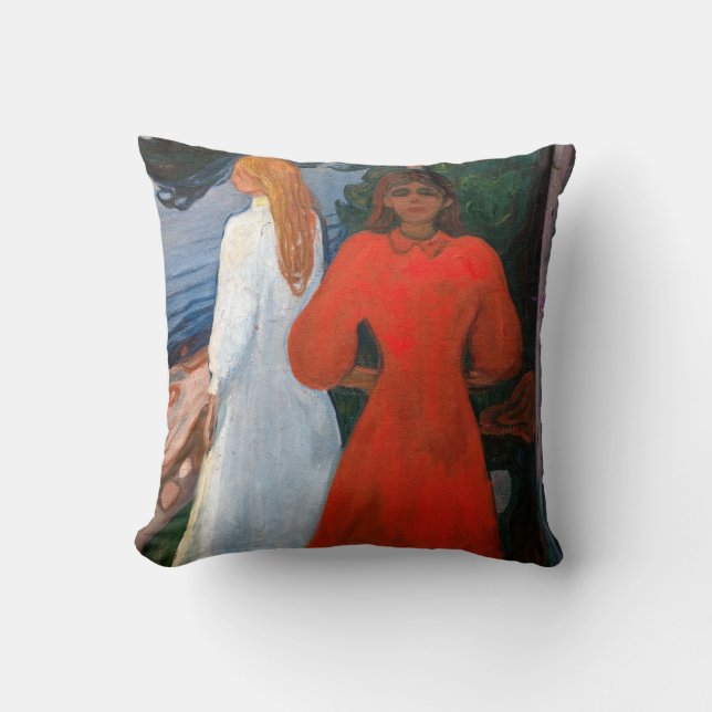 Cojín Decorativo Edvard Munch - Rojo y Blanco (Anverso)