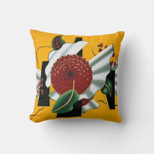 Cojín Decorativo Edward Wadsworth, Dahlias, pintura famosa, (Anverso)