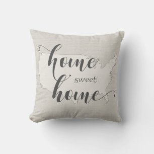 Cojín Decorativo EE.UU. - Hogar Sweet Home burlap-look