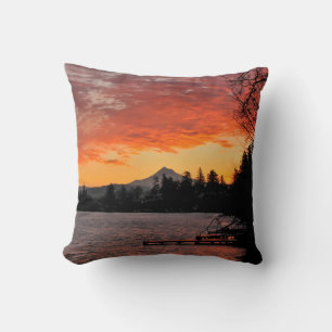 Cojín Decorativo EE. UU., Oregón. Lago Blue y Mt Hood al amanecer