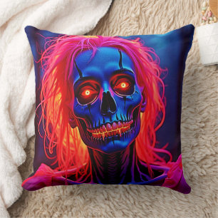 Cojín Decorativo Eerie Skeleton con diseño de pelo rosado