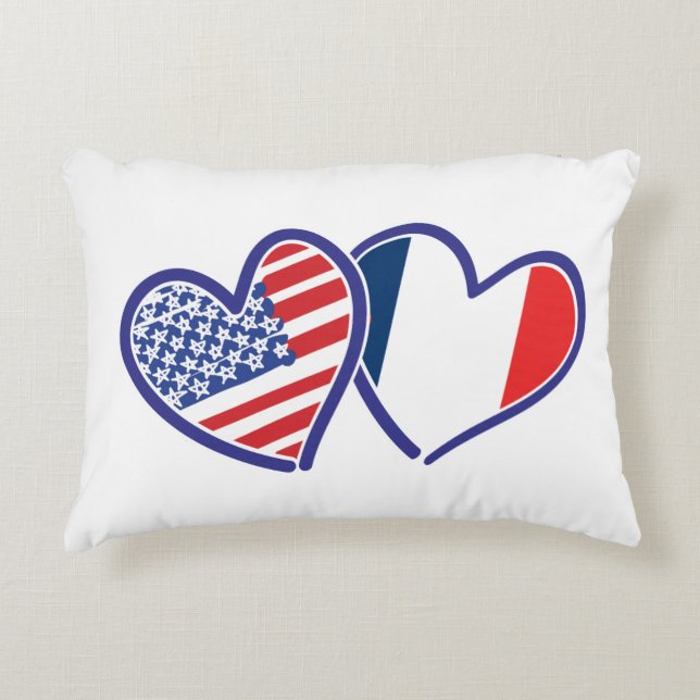 Cojín Decorativo EEUU—Francia-amor (Anverso)
