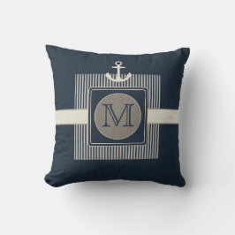 Cojín Decorativo Efecto de Burlap Monograma del anclaje de un barco