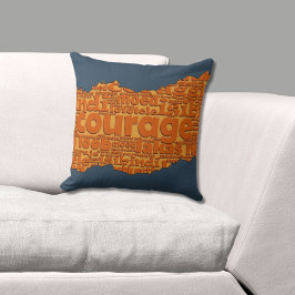 Cojín Decorativo Efecto de Lágrima Patrón de Palabra Coraje Naranja
