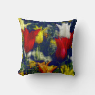 Cojín Decorativo Efecto digital de tulipanes de estilo "impresión"