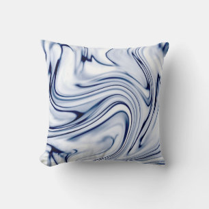 Cojín Decorativo Efecto giratorio de mármol azul y blanco