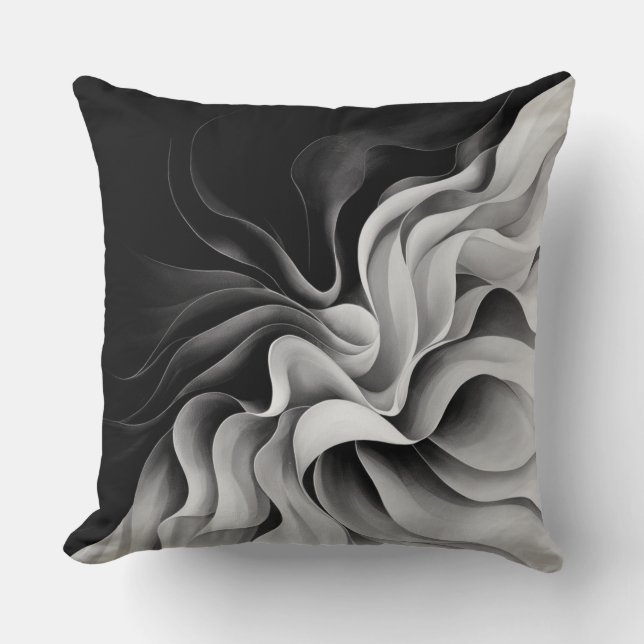 Cojín Decorativo Efecto Ombre Tonos Negro Blanco  (Anverso)