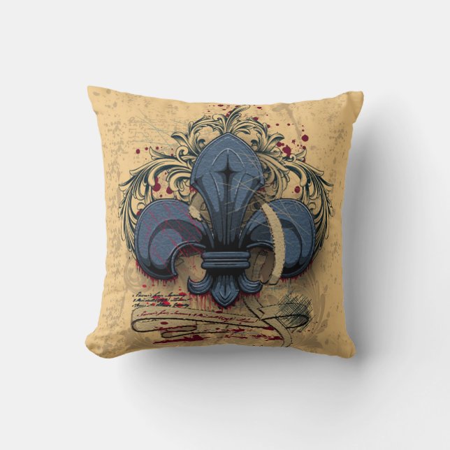Cojín Decorativo Efecto violeta de lis azul metalizado (Anverso)