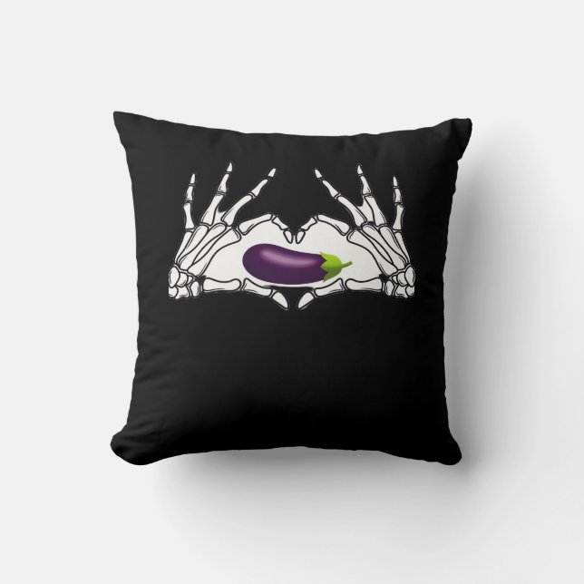 Cojín Decorativo Eggplant Classic - Skeleton Hands Heart (Anverso)