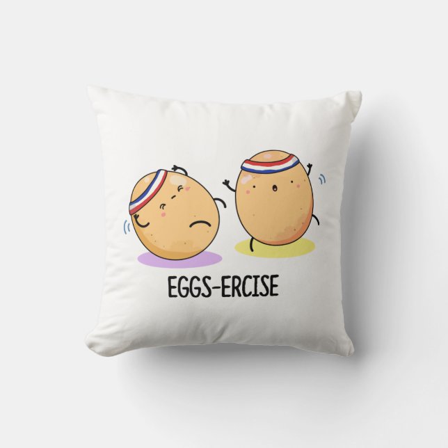 Cojín Decorativo Eggs-ercise Funny Aerobic Eggs Pun (Anverso)