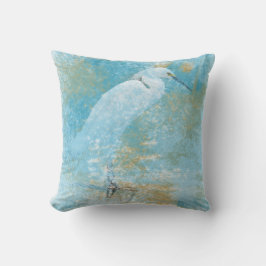 Cojín Decorativo Egret Bird Coastal Beach Art