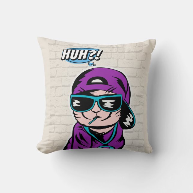 Cojín Decorativo ¿eh? preguntas de gatos (Anverso)