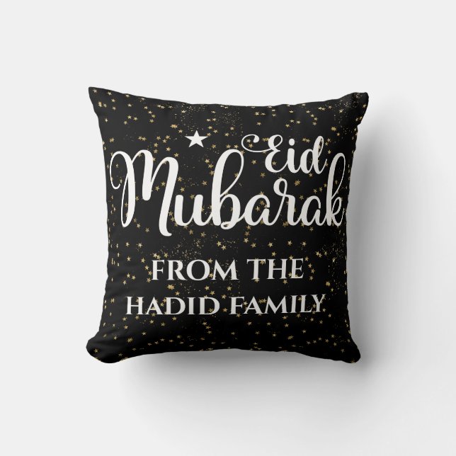 Cojín Decorativo Eid Mubarak Personalizado Moderno Eid Negro (Anverso)