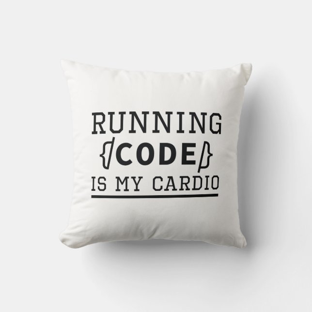 Cojín Decorativo Ejecutar código es mi cardio (Anverso)