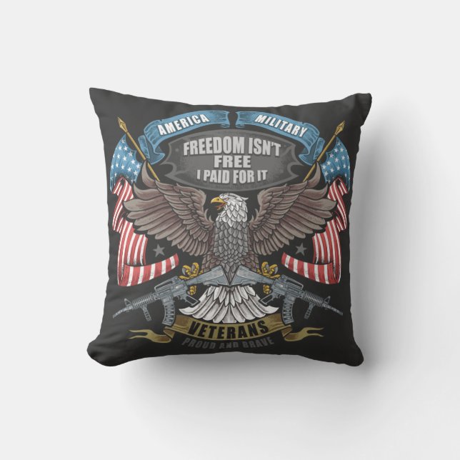 Cojín Decorativo Ejército americano con bandera y águila (Anverso)