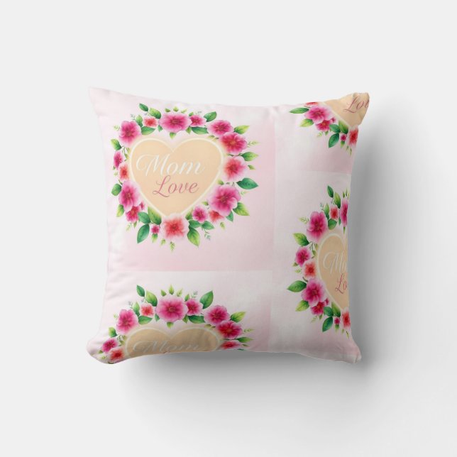 Cojín Decorativo El abrazo floral del corazón de mamá (Anverso)