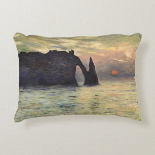 Cojín Decorativo El acantilado de Etretat, puesta de sol por Claude