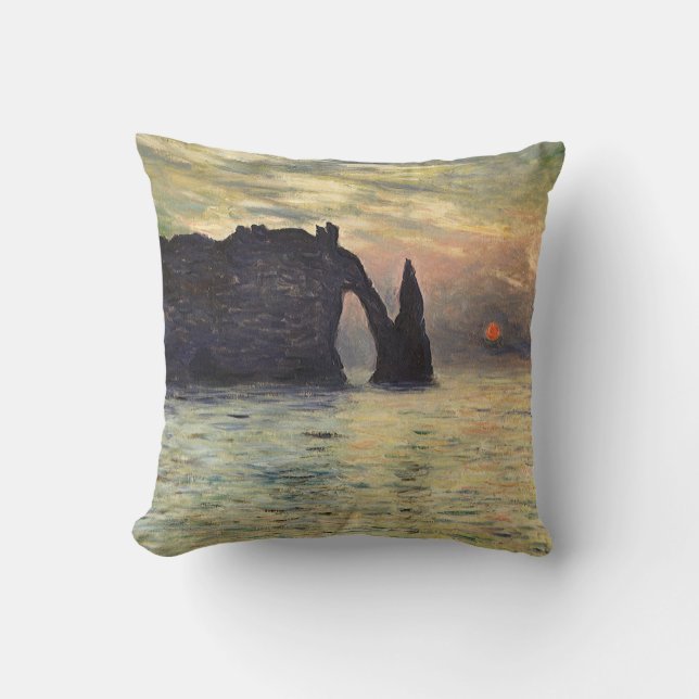 Cojín Decorativo El acantilado Etretat, el atardecer de Claude Mone (Anverso)