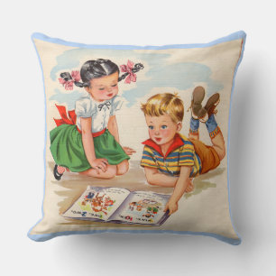 Cojín Decorativo El adorable libro de chicas y niños de los años 40