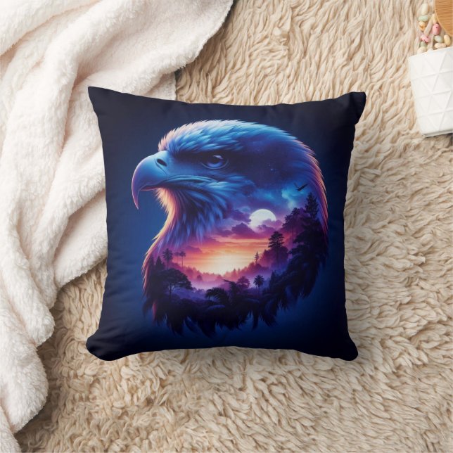 Cojín Decorativo El águila rebosa con el paisaje místico del atarde (Manta)