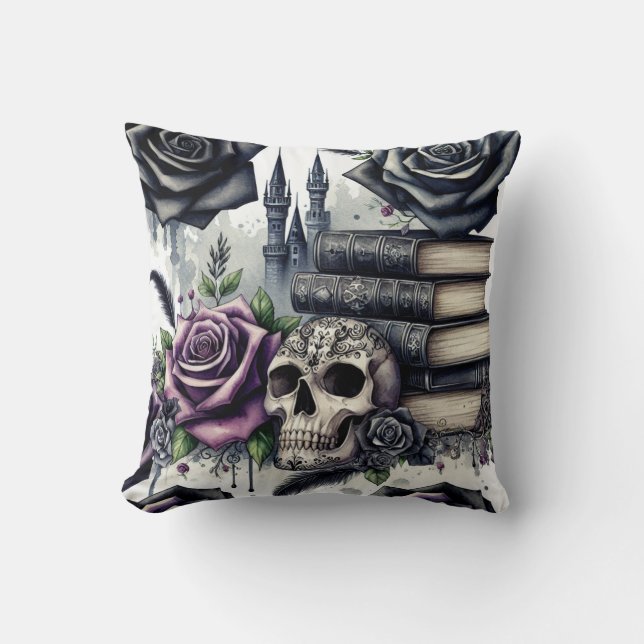 Cojín Decorativo El amante del libro de la fantasía gótica (Anverso)