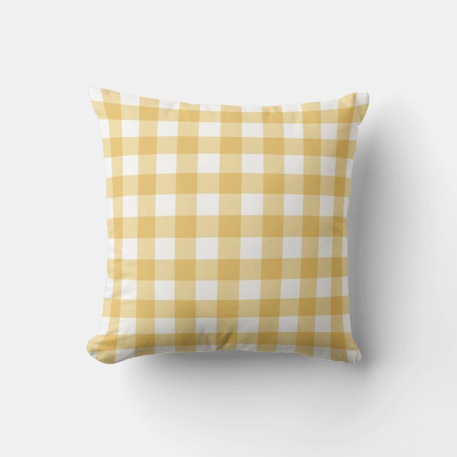 Cojín Decorativo El amarillo sunita Gingham (Anverso)