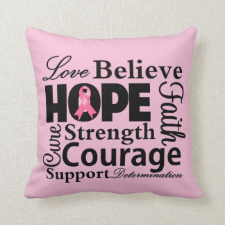 Cojín Decorativo El amor cree la esperanza tipográfica - cáncer de