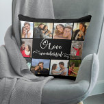 Cojín Decorativo El amor es algo maravilloso, foto de Black Gray 10<br><div class="desc">Cita romántica y foto de Personalizado Pillow. El texto principal está escrito a mano y dice "El amor es algo maravilloso" en una dramática caligrafía con corazones de amor. La plantilla de fotos está configurada para que añadas tus imágenes, trabajando en el sentido de las agujas del reloj desde la...</div>