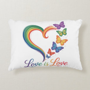 Cojín Decorativo el amor es amor lgbt mariposa corazón arcoíris