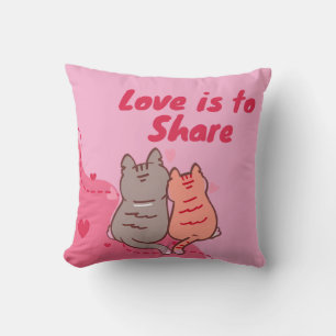 Cojín Decorativo El amor es compartir gatos lindos