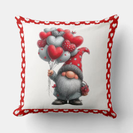 Cojín Decorativo "El Amor está en el Aire" Gnome Globo Corazón