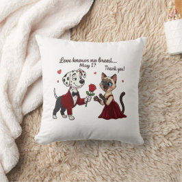 Cojín Decorativo El amor no conoce raza Dálmata y gato siamés