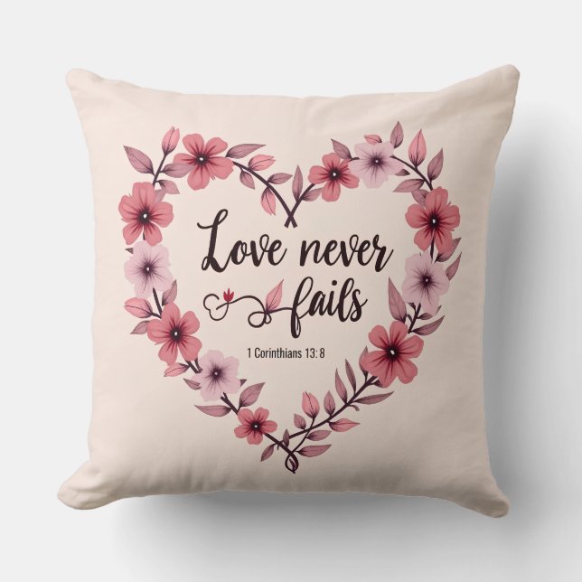Cojín Decorativo El amor nunca falla (Anverso)