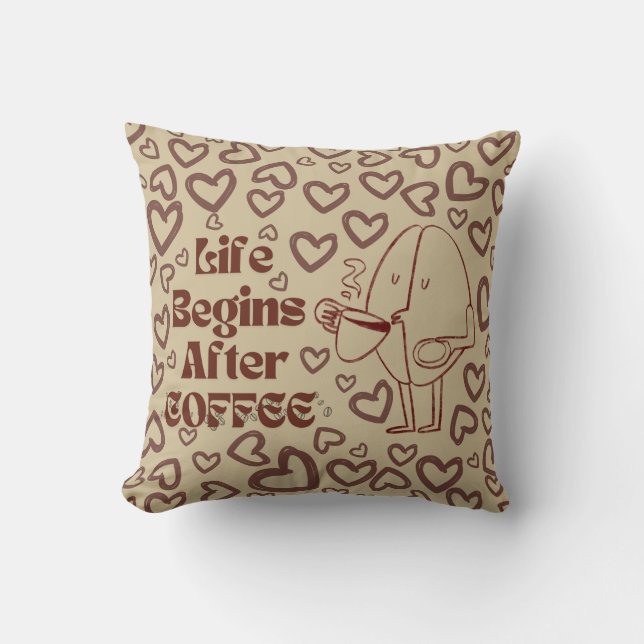 Cojín Decorativo El amor por el café 🤎 (Anverso)