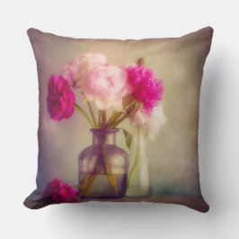 Cojín Decorativo El antiguo Bouquet Peony en las jaulas de vidrio