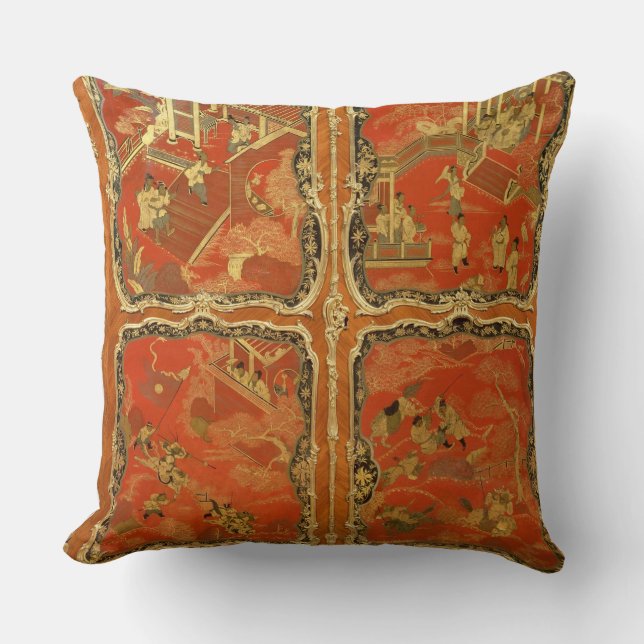 Cojín Decorativo El Armoire con la laca roja del Chinoiserie cuatro (Anverso)