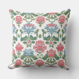 Cojín Decorativo El Art Nouveau Rosa y el Verde Chinoiserie Lotus F