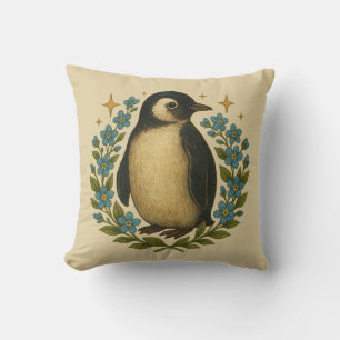 Cojín Decorativo El arte de los amantes del pingüino vintage