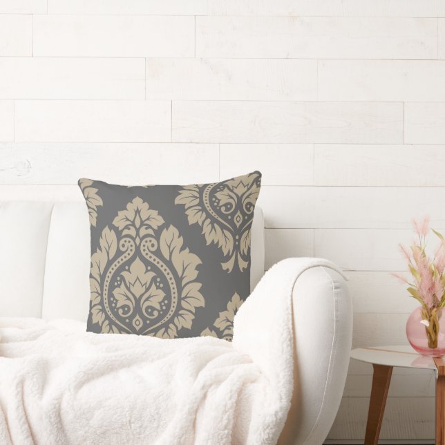 Cojín Decorativo El arte decorativo Damasco que crema en gris (Sofá)