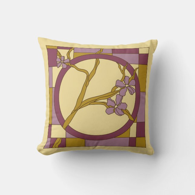 Cojín Decorativo El arte moderno Nouveau florece púrpura del (Anverso)