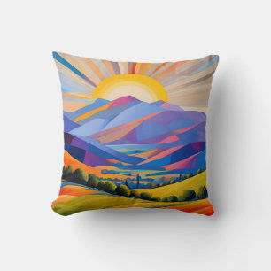 Cojín Decorativo El Arte Moderno Se Levanta Sobre Colinas Con Árbol