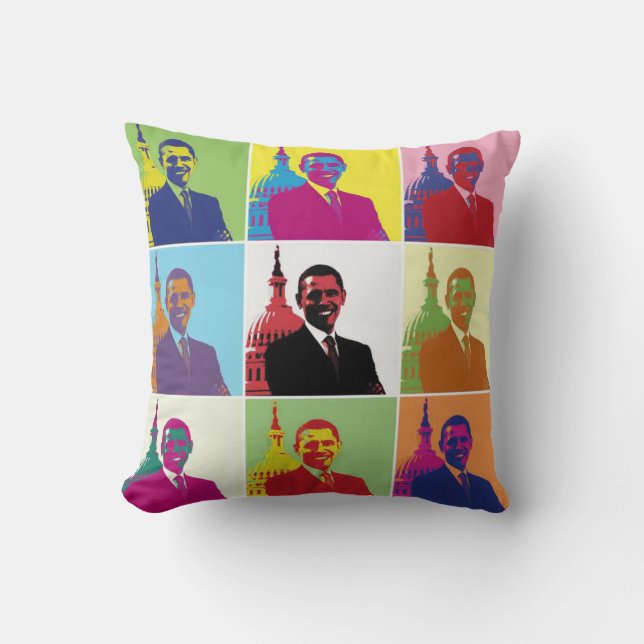 Cojín Decorativo El arte pop del presidente Obama (Anverso)