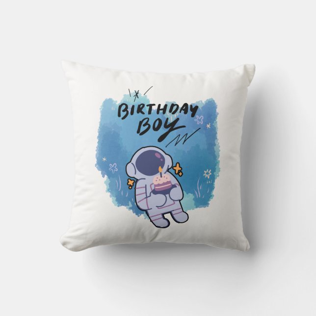 Cojín Decorativo El Astronauta de Cumpleaños (Anverso)